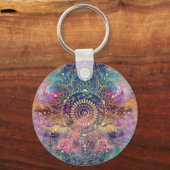 Waterverf van goud en nebula mandala sleutelhanger (Voorkant)