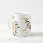 Waterverf van goudmonogram koffiemok (Voorkant links)