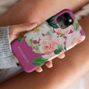 Waterverf van goudroze ivoor met Jouw naam iPhone 11 Hoesje