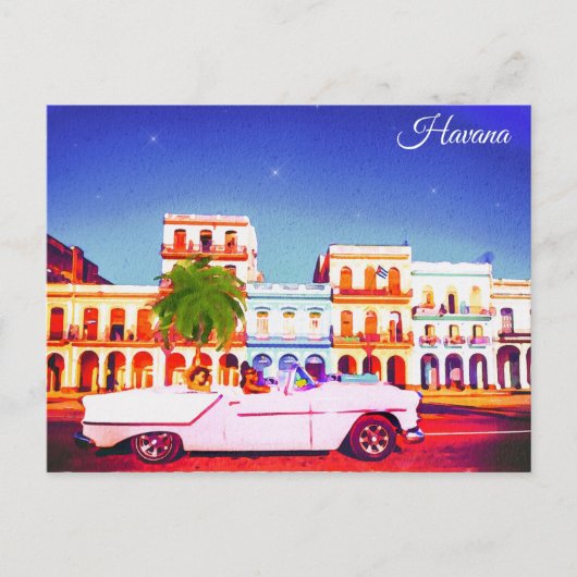 Waterverf van Havana Cuba Briefkaart (Voorkant)