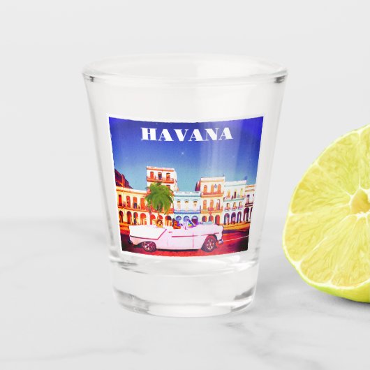 Waterverf van Havana Cuba Shot Glas (Voorkant)