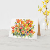 waterverf van heldere papaver kaart (Gele Bloem)