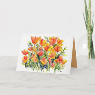 waterverf van heldere papaver kaart