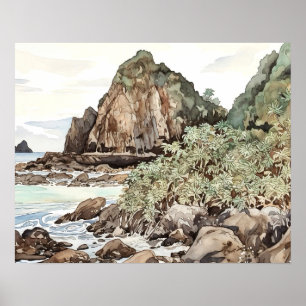 Waterverf van het American Samoa National Park Poster