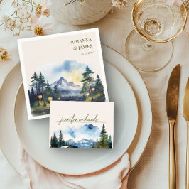 Waterverf van het bergwoud plaatskaartje