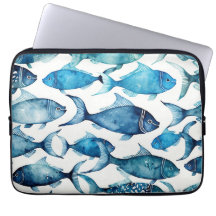 Waterverf van het blauwvistpatroon. Nautisch dier