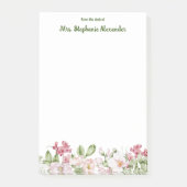 Waterverf van het bureau van Flower Border Sticky Post-it® Notes (Voorkant)