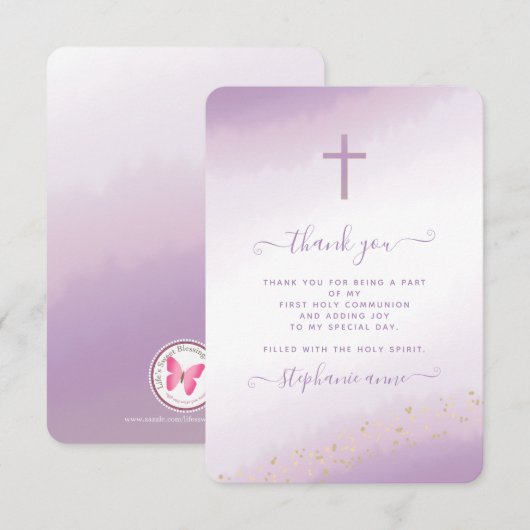 Waterverf van het communiqué Cross Lavender Kaart (Voorkant / Achterkant)