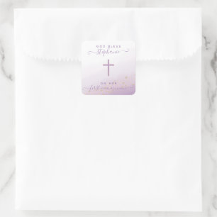 Waterverf van het communiqué Cross Lavender Vierkante Sticker