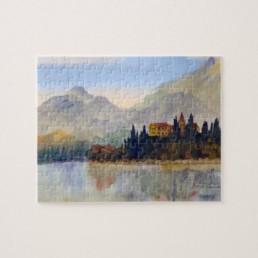 Waterverf van het Comomeer Italië Jigzaag Legpuzzel (Horizontaal)