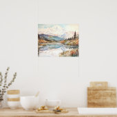 Waterverf van het Denali National Park Poster (Keuken)
