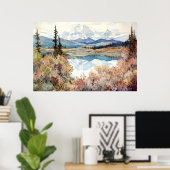 Waterverf van het Denali National Park Poster (Thuiskantoor)