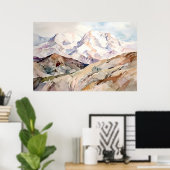Waterverf van het Denali National Park Poster (Thuiskantoor)