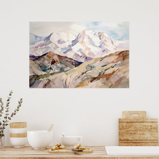 Waterverf van het Denali National Park Poster (Keuken)
