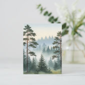 Waterverf van het dennenbos briefkaart (Staand voorkant)