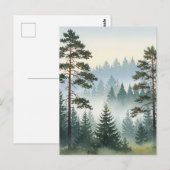 Waterverf van het dennenbos briefkaart (Voorkant / Achterkant)