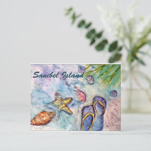 Waterverf van het eiland Florida Art Briefkaart (Staand voorkant)