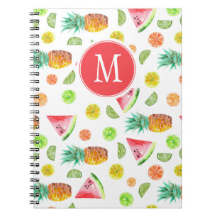 Waterverf van het fruitpatroon notitieboek