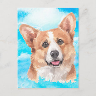 Waterverf van het Huisdier van de Hond Corgi van Briefkaart