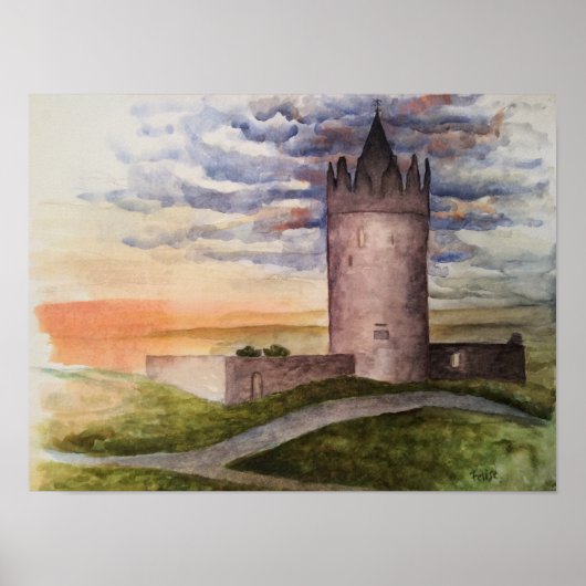 Waterverf van het Ierse kasteel, Doolin Poster (Voorkant)