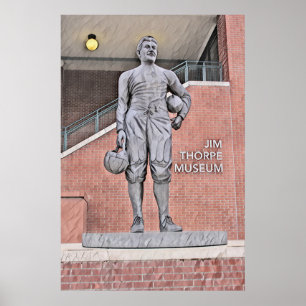 Waterverf van het Jim Thorpe Museum in Oklahoma Poster