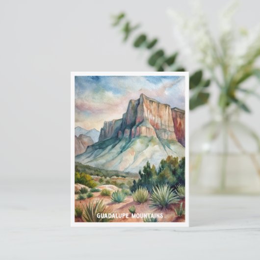 Waterverf van het Nationaal Park Guadalupe Mountai Briefkaart (Staand voorkant)