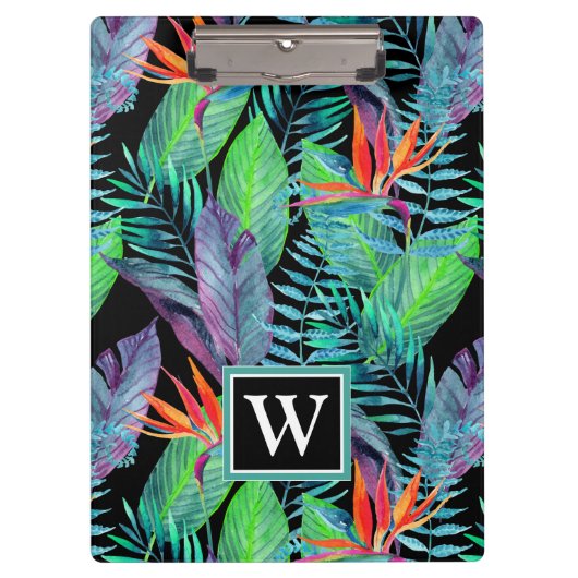 Waterverf van het paradijs | Voeg je Initiaal toe Klembord (Voorkant)