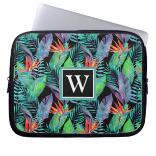 Waterverf van het paradijs Voeg je Initiaal toe Laptop Sleeve