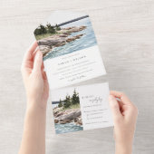 Waterverf van het Raketpijngebergte Seascape Weddi All In One Uitnodiging (Afscheurbaar)