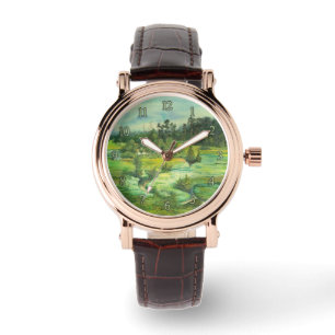 waterverf van het schilderen van de groene vallei horloge