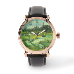 waterverf van het schilderen van de groene vallei horloge