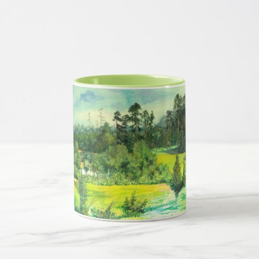 waterverf van het schilderen van de groene vallei mok (Midden)