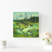 waterverf van het schilderen van de groene vallei vierkante klok (Huis)