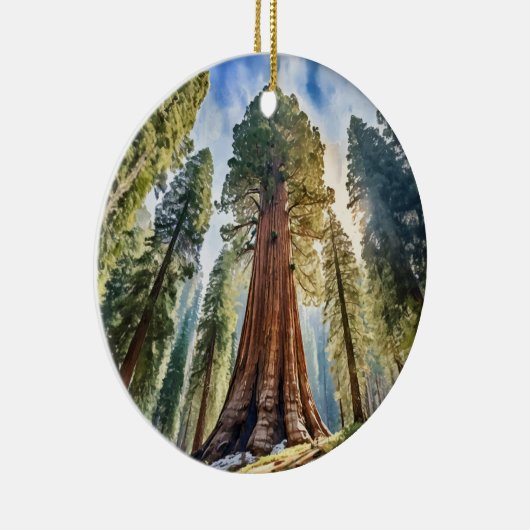 Waterverf van het Sherman Sequoia National Park Keramisch Ornament (Rechts)