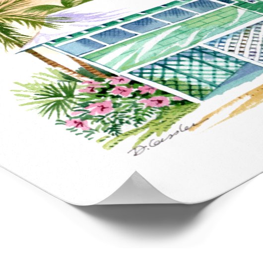 Waterverf van het Tropische eiland Green Beach Cot Poster (Hoek)