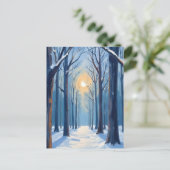 Waterverf van het winterbos briefkaart (Staand voorkant)