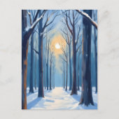 Waterverf van het winterbos briefkaart (Voorkant)