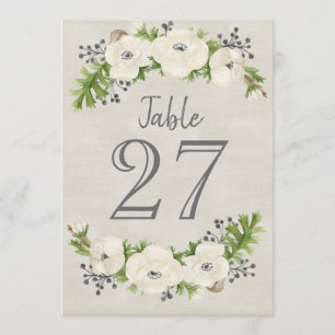 Waterverf van het witte anaaltje Floral Table Numb Kaart