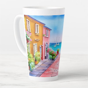 Waterverf van het zondstdorp Seaside Latte Mok