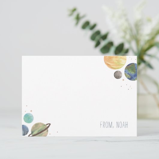 Waterverf van het zonnestelsel bedankkaart (Staand voorkant)