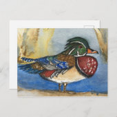 Waterverf van hout Duck Briefkaart voor vogelschil (Voorkant / Achterkant)