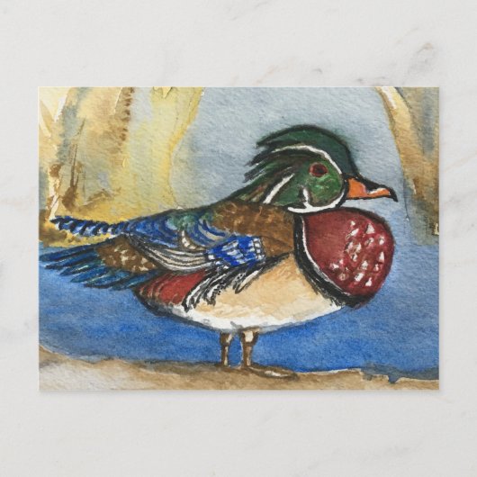 Waterverf van hout Duck Briefkaart voor vogelschil (Voorkant)