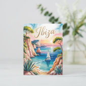 Waterverf van Ibiza Briefkaart (Staand voorkant)