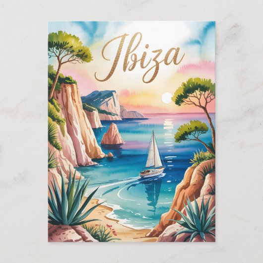 Waterverf van Ibiza Briefkaart (Voorkant)