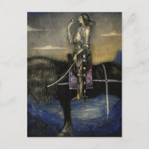 waterverf van John Bauer "A Knight Rode Up" Briefkaart