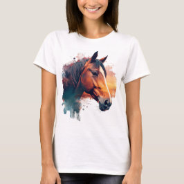 Waterverf van kastanjepaard t-shirt