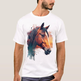 Waterverf van kastanjepaard t-shirt