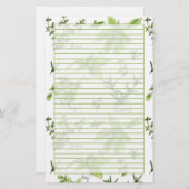 Waterverf van keukenkruiden Rosemary Basil. Briefpapier (Voorkant / Achterkant)