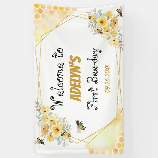 Waterverf van kleine honing spandoek (Verticaal)