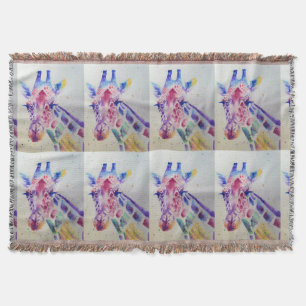 Waterverf van kleurrijke Giraffes Kunst Throw Rug Deken